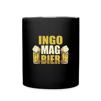 Ingo mag Bier Name Geburtstag - Tasse einfarbig - Schwarz - Vorne