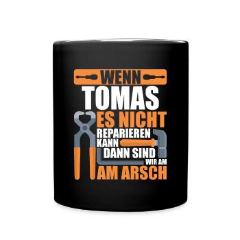 Vorname Tomas Name Geburtstag Geschenk - Tasse einfarbig - Schwarz - Vorne