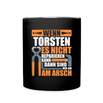 Vorname Torsten Name Geburtstag Geschenk - Tasse einfarbig - Schwarz - Vorne