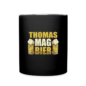 Thomas mag Bier Name Geburtstag - Tasse einfarbig - Schwarz - Vorne