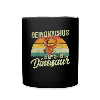 Deinonychus Dinosaur Children Dino Gift - Full Colour Mug - black - Front