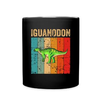 Iguanodon Dinosaurier Kinder Dino Geschenk - Tasse einfarbig - Schwarz - Vorne