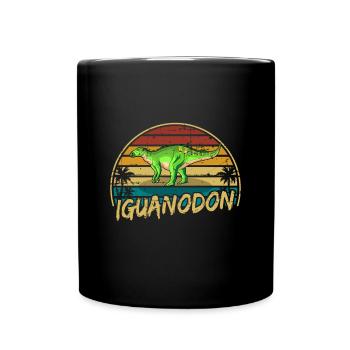 Iguanodon Dinosaurier Kinder Dino Geschenk - Tasse einfarbig - Schwarz - Vorne