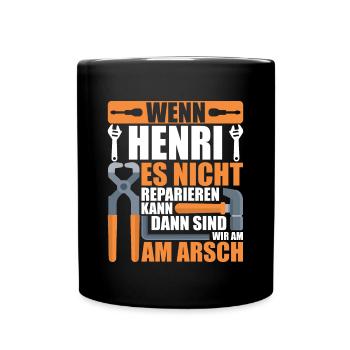 Vorname Henri Name Geburtstag Geschenk - Tasse einfarbig - Schwarz - Vorne