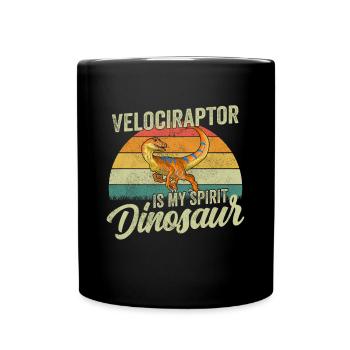 Velociraptor Dinosaurier Kinder Dino Geschenk - Tasse einfarbig - Schwarz - Vorne