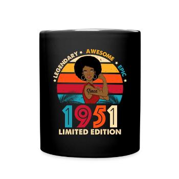 Women's Birthday 1951 tolle Limited Edition - Tasse einfarbig - Schwarz - Vorne
