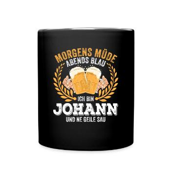 Johann Vorname Name Geburtstag Bier saufen - Tasse einfarbig - Schwarz - Vorne