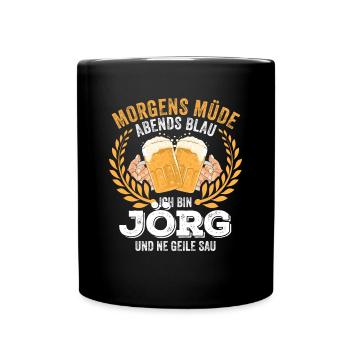Jörg Vorname Name Geburtstag Bier saufen - Tasse einfarbig - Schwarz - Vorne