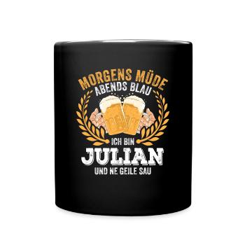Julian Vorname Name Geburtstag Bier saufen - Tasse einfarbig - Schwarz - Vorne