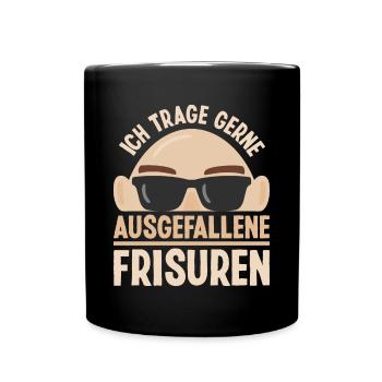 Glatze Ausgefallene Frisur Glatzen Glatzkopf - Tasse einfarbig - Schwarz - Vorne