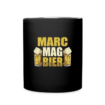 Marc mag Bier Name Geburtstag - Tasse einfarbig - Schwarz - Vorne