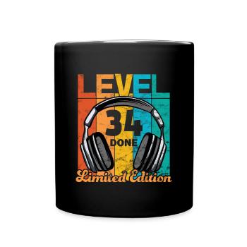 Gaming Birthday 34 Years Level 34 Complete - Full Colour Mug - black - Front