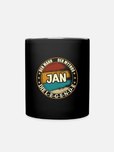 Jan Vorname Name Geburtstag - Tasse einfarbig - Schwarz