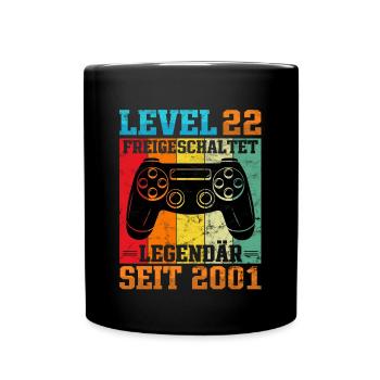 Gaming Geburtstag 2001 Level 22 - Tasse einfarbig - Schwarz - Vorne