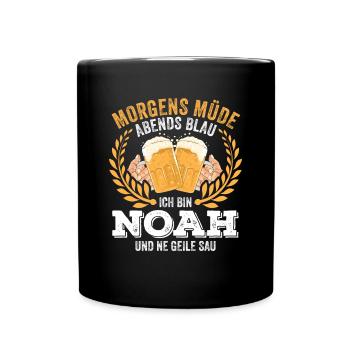 Noah Vorname Name Geburtstag Bier saufen - Tasse einfarbig - Schwarz - Vorne