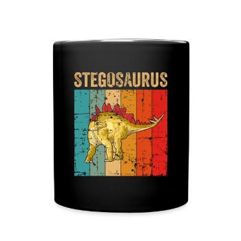 Stegosaurus Dinosaurier Kinder Dino Geschenk - Tasse einfarbig - Schwarz - Vorne