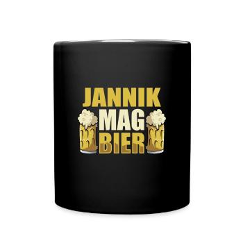 Jannik mag Bier Name Geburtstag - Tasse einfarbig - Schwarz - Vorne