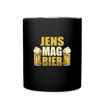 Jens mag Bier Name Geburtstag - Tasse einfarbig - Schwarz - Vorne