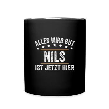 Nils Vorname Name Geburtstag - Tasse einfarbig - Schwarz - Vorne
