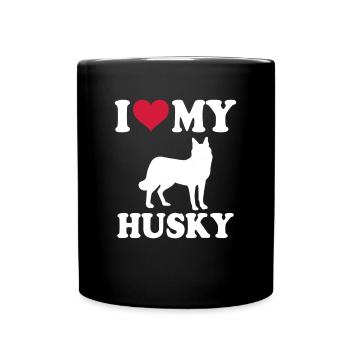 Husky Dog Dog Propriétaire de chien - Mug uni - noir - Devant