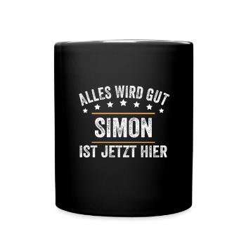 Simon Vorname Name Geburtstag - Tasse einfarbig - Schwarz - Vorne