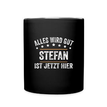 Stefan Vorname Name Geburtstag - Tasse einfarbig - Schwarz - Vorne