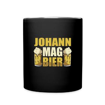 Johann mag Bier Name Geburtstag - Tasse einfarbig - Schwarz - Vorne