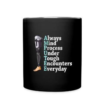 Leg surgery wheelchair lost leg - Full Colour Mug - black - Front