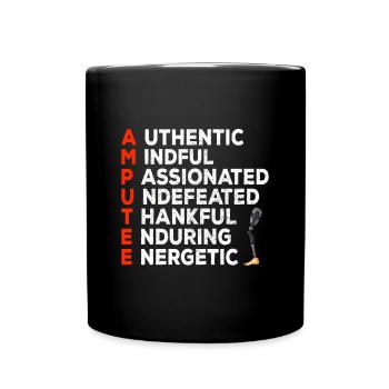 Leg surgery wheelchair lost leg - Full Colour Mug - black - Front