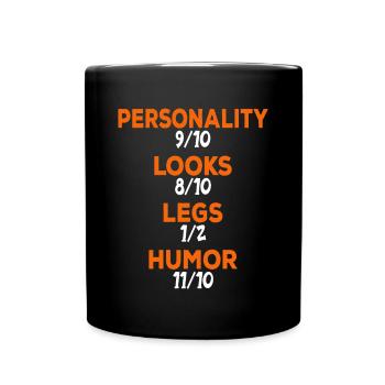 Leg surgery wheelchair lost leg - Full Colour Mug - black - Front