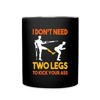 Leg surgery wheelchair lost leg - Full Colour Mug - black - Front