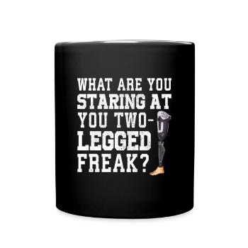 Leg surgery wheelchair lost leg - Full Colour Mug - black - Front