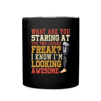 Leg surgery wheelchair lost leg - Full Colour Mug - black - Front