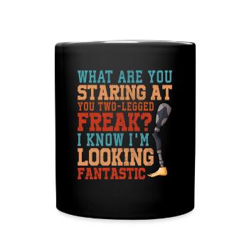 Leg surgery wheelchair lost leg - Full Colour Mug - black - Front