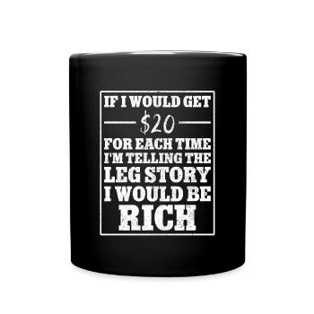 Leg surgery wheelchair lost leg - Full Colour Mug - black - Front