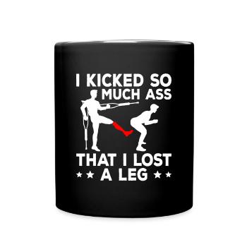 Leg surgery wheelchair lost leg - Full Colour Mug - black - Front