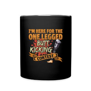 Leg surgery wheelchair lost leg - Full Colour Mug - black - Front