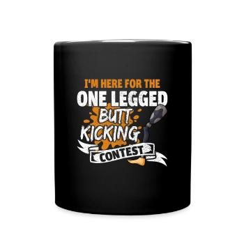 Leg surgery wheelchair lost leg - Full Colour Mug - black - Front