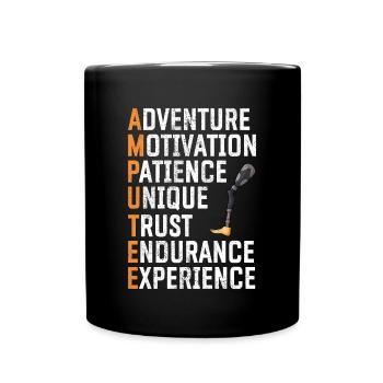 Leg surgery wheelchair lost leg - Full Colour Mug - black - Front