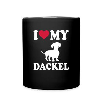 Doge teckel à poil dur Dog Propriétaire de chien - Mug uni - noir - Devant