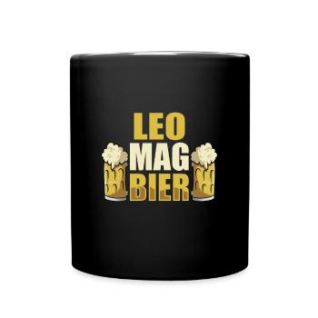 Leo mag Bier Name Geburtstag - Tasse einfarbig - Schwarz - Vorne
