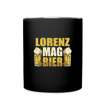 Lorenz mag Bier Name Geburtstag - Tasse einfarbig - Schwarz - Vorne