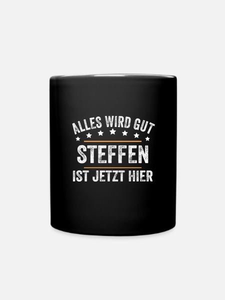 STeffen Vorname Name Geburtstag - Tasse einfarbig - Schwarz