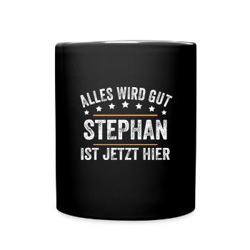 Stephan Vorname Name Geburtstag - Tasse einfarbig - Schwarz - Vorne