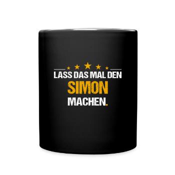 Lass das mal den Simon machen Name - Tasse einfarbig - Schwarz - Vorne