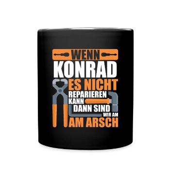 Vorname Konrad Name Geburtstag Geschenk - Tasse einfarbig - Schwarz - Vorne