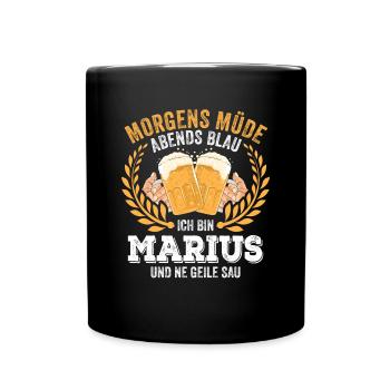 Marius Vorname Name Geburtstag Bier saufen - Tasse einfarbig - Schwarz - Vorne