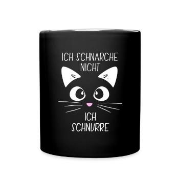 Schlafshirt - Ich schnarche nicht Ich schnurre - Tasse einfarbig - Schwarz - Vorne