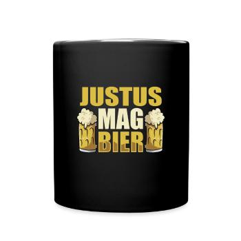 Justus mag Bier Name Geburtstag - Tasse einfarbig - Schwarz - Vorne