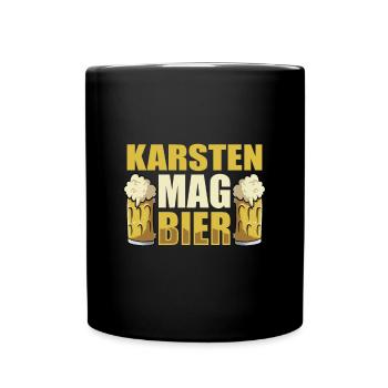 Karsten mag Bier Name Geburtstag - Tasse einfarbig - Schwarz - Vorne